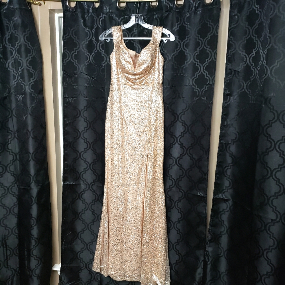 Rose Gold Sequin Evening Gown